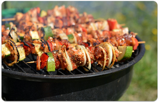 Skewers on a grill